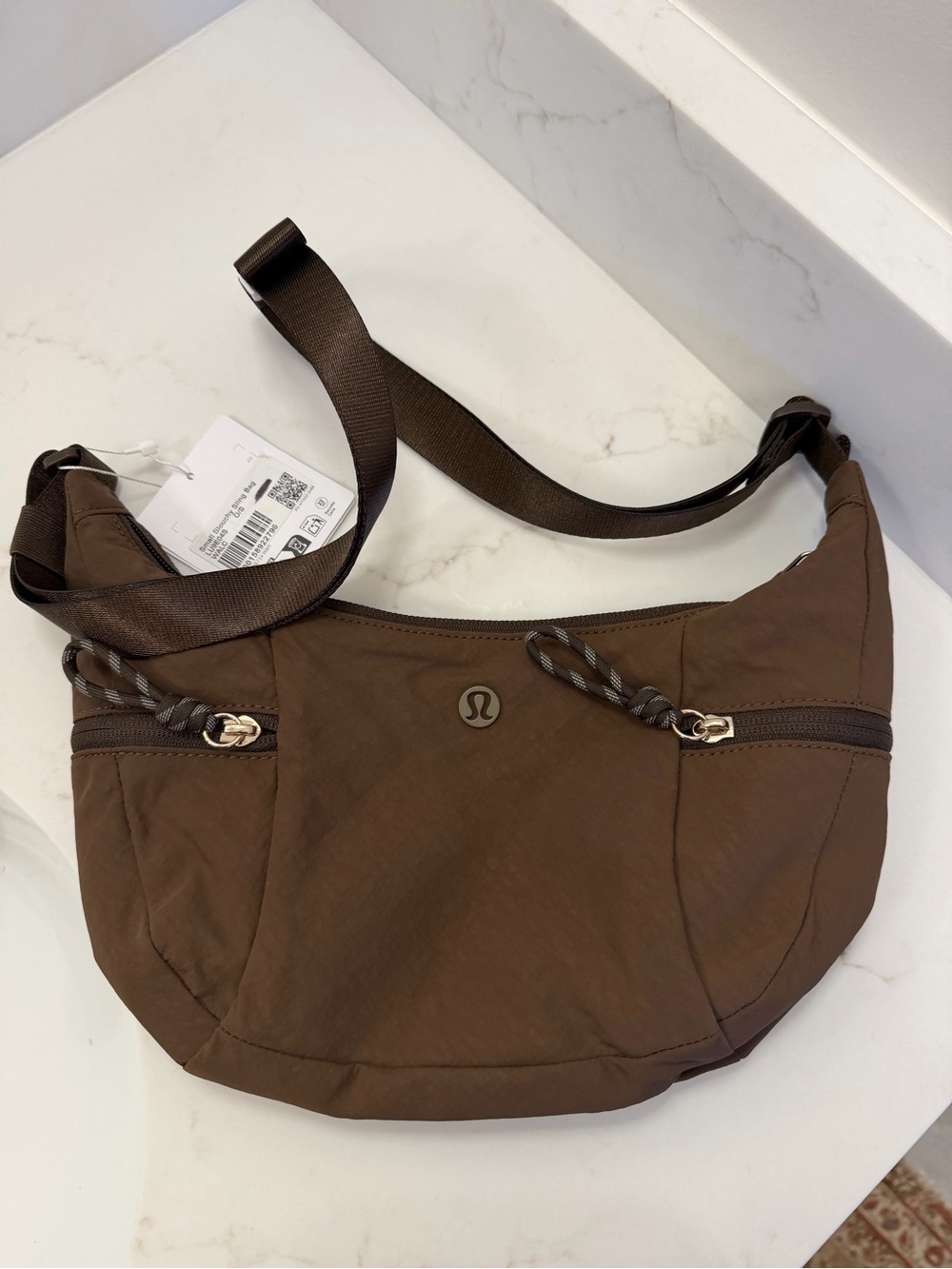 lululemon small slouchy sling bag brown